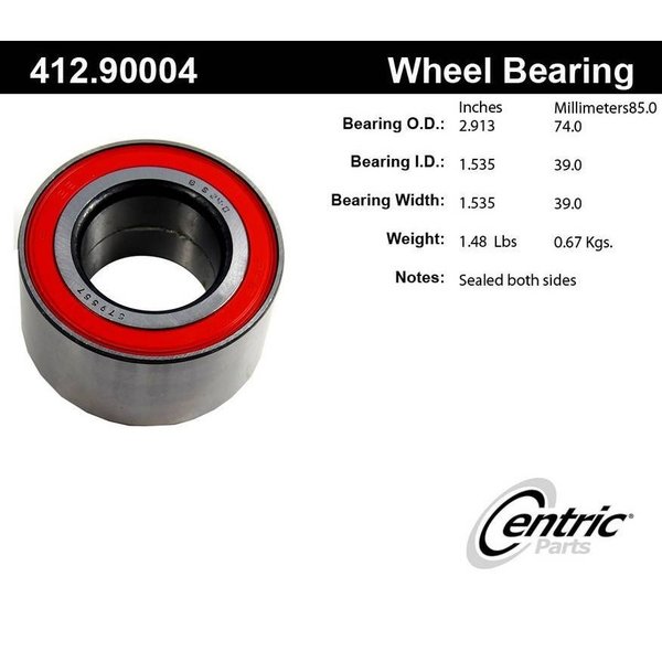 Centric Parts Standard Double Row Wheel Bearing, 412.90004E 412.90004E
